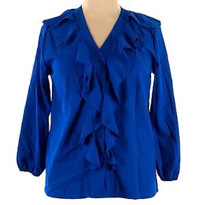 🌸 3/$15 Blue Ruffle Blouse XL